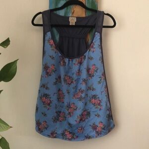 Tank top satin front with stretchy back large